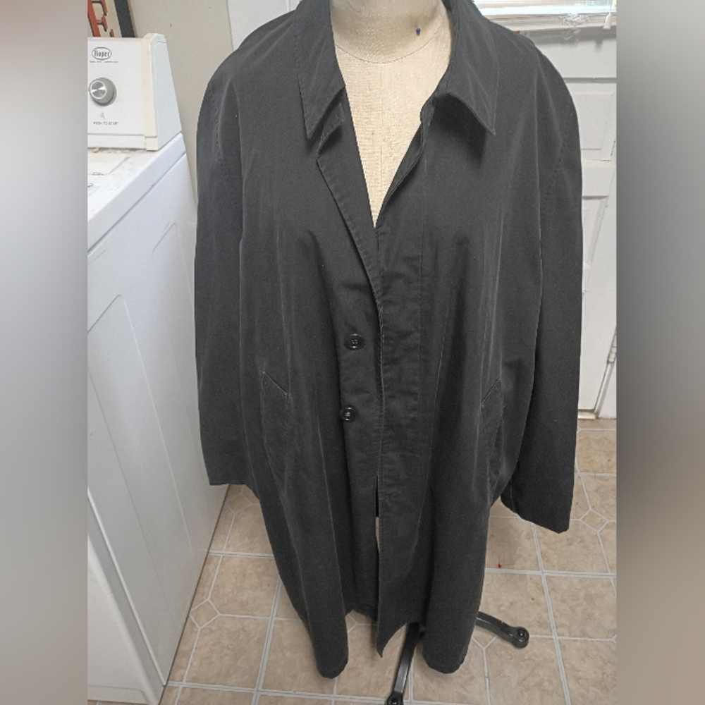 Sears Vintage Men's Black Trench Coat Size  Large